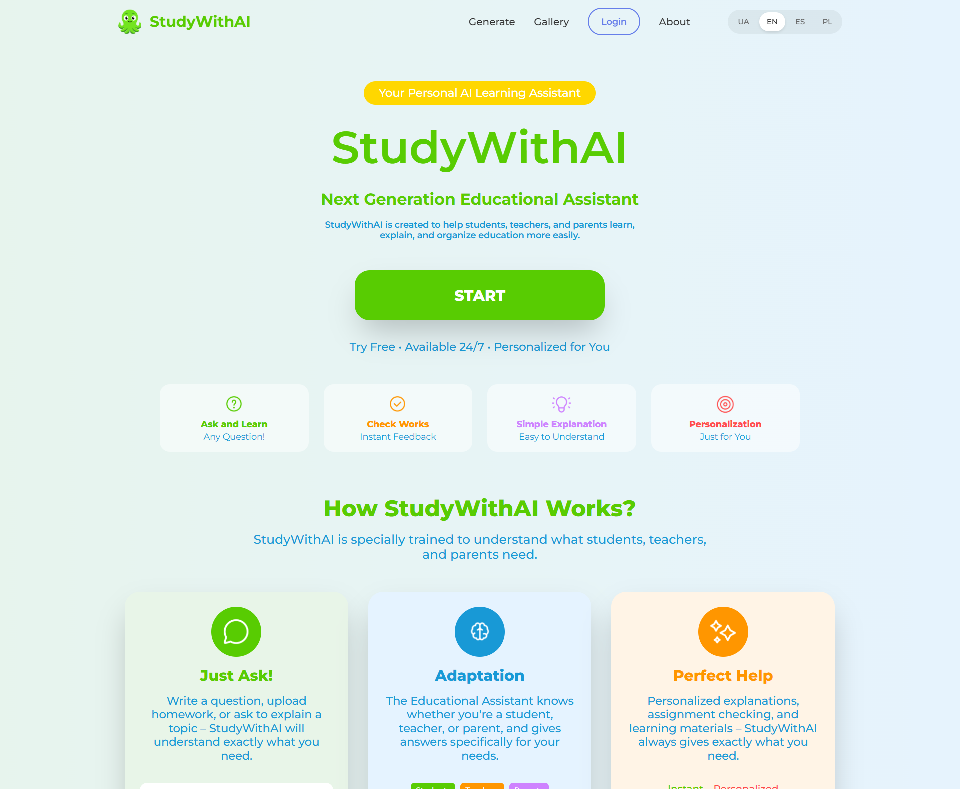 StudyWithAI platform preview